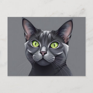 Elegante Russische blauwe kat met opvallende groen Briefkaart