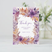Elegante Rust en Paarse Bloemen Trouwen Bedankkaart (Staand voorkant)
