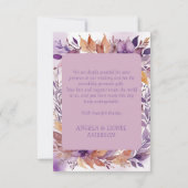 Elegante Rust en Paarse Bloemen Trouwen Bedankkaart (Achterkant)