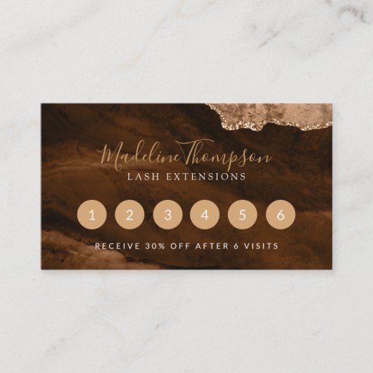 Elegante Rust Goud Marmeren Agaat Geode Klantenkaartje (Voorkant)