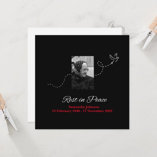 Elegante Rust in Vrede Condoleance Kaart (Voorkant / Achterkant in situ)