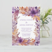 Elegante Rust Paarse Bloemen Huwelijksuitnodiging Kaart (Staand voorkant)