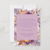 Elegante Rust Pompoen Paarse Bloemen Wedding Bedankkaart (Achterkant)