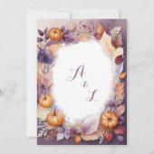 Elegante Rust Pompoen Paarse Bloemen Wedding Kaart (Achterkant)