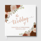 Elegante Rust Sinaasappel Boho Rozen Folie bruilof Gastenboek (Voorkant)