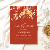 Elegante Rust Sinaasappel Boho Waterverf Bloemen H Save The Date