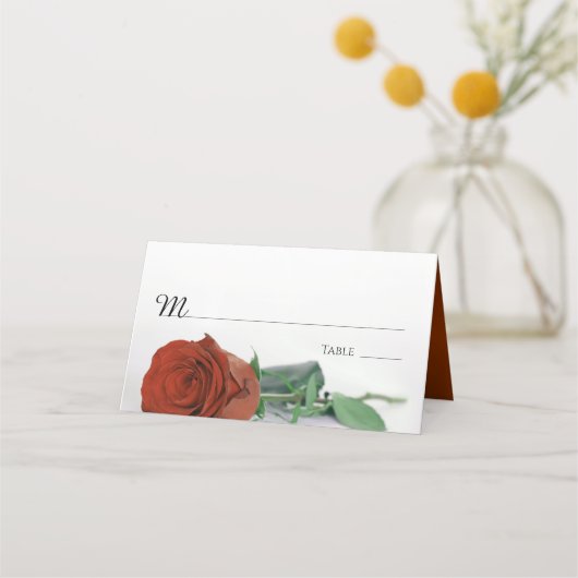 Elegante Rust Sinaasappel Roos bruiloft Write-In Plaatskaartje (Voorkant)