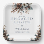 Elegante Rustic Forest Pinecones verlovingsfeest Papieren Bordje (Voorkant)