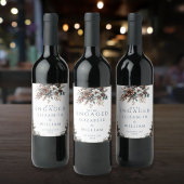 Elegante Rustic Forest Pinecones verlovingsfeest Wijn Etiket