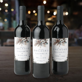 Elegante Rustic Forest Pinecones verlovingsfeest Wijn Etiket