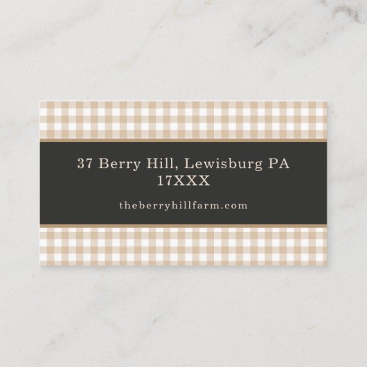 Elegante  Rustic Gingham Boerderij Visitekaartje (Achterkant)
