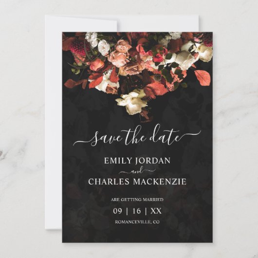 Elegante rustic herfstbloemen bruiloft save the date (Voorkant)