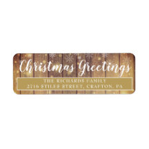 Elegante Rustic Kerst Groeten Retouradres