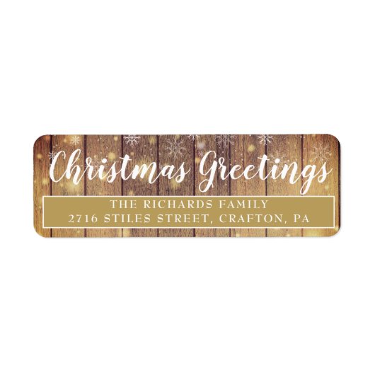 Elegante Rustic Kerst Groeten Retouradres Etiket (Voorkant)