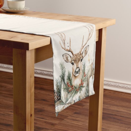 Elegante Rustic Noel Kersttafel Runner Medium Tafelloper (Voorbeeld)