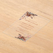 Elegante Rusticale Herfst Bloemige Bruiloft Acryl Uitnodigingen (Laagn)