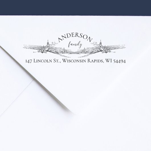 Elegante Rústico de Pinos de Nieve Dirección de Re Zelfinktende Stempel