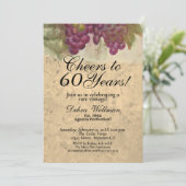 Elegante rustieke 60e verjaardag wijnland thema kaart (Staand voorkant)