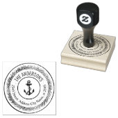 elegante rustieke anker ronde familienaam rubberstempel (Gestempeld)