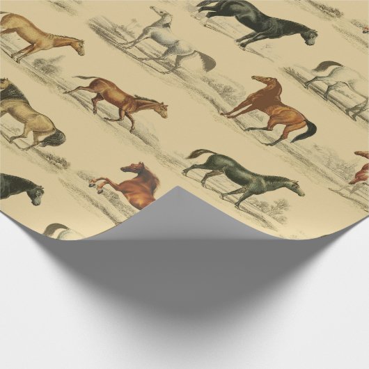 Elegante  rustieke beige paardenrassen Toile Cadeaupapier (Hoek)