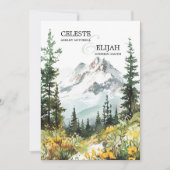 Elegante rustieke berg wilde bloemen QR BRUILOFT Kaart (Voorkant)