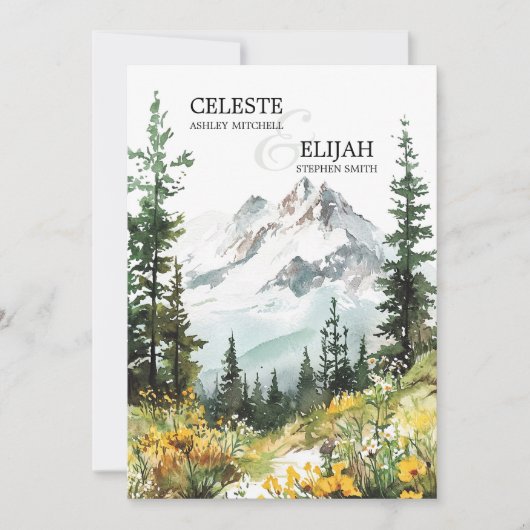 Elegante rustieke berg wilde bloemen QR BRUILOFT Kaart (Voorkant)