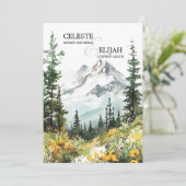 Elegante rustieke berg wilde bloemen QR BRUILOFT Kaart (Staand voorkant)