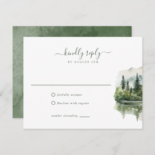 Elegante rustieke berglandschap bruiloft RSVP kaartje (Voorkant / Achterkant)