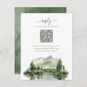 Elegante Rustieke Berglandschap QR Code Bruiloft RSVP Kaartje (Voorkant / Achterkant)