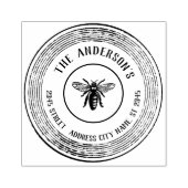 elegante rustieke bijen ronde familienaam rubberstempel (Afrduk)