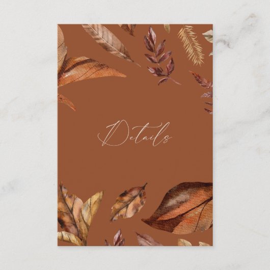 Elegante rustieke bladeren QR code bruiloft terrac Informatiekaartje (Voorkant)