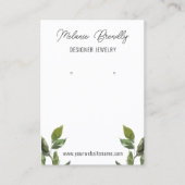 Elegante rustieke bladeren sieraden oorbel display visitekaartje (Voorkant)