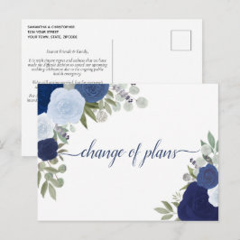 Elegante Rustieke Blauwe Rozen Wijziging van Huwel Aankondigingskaart