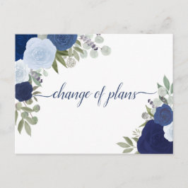Elegante Rustieke Blauwe Rozen Wijziging van Huwel Aankondigingskaart