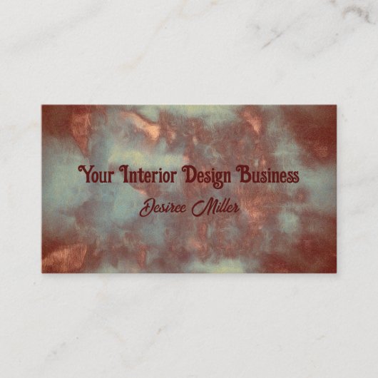 Elegante rustieke Blauwgroen bruine landelijke tex Visitekaartje (Voorkant)