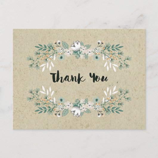 Elegante rustieke bloem eenvoudige aardse dank u briefkaart (Voorkant)