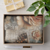 Elegante Rustieke Bloem- en Script- Vintage Decoup Tissuepapier (Geschenk)