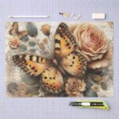 Elegante Rustieke Bloem- en Script- Vintage Decoup Tissuepapier (Craft)