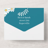 Elegante rustieke bloem Gepersonaliseerd bruiloft All In One Uitnodiging (Achterkant)