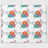 Elegante Rustieke Bloem Navy Bourgondië Marsala Ro Cadeaupapier (Vlak)