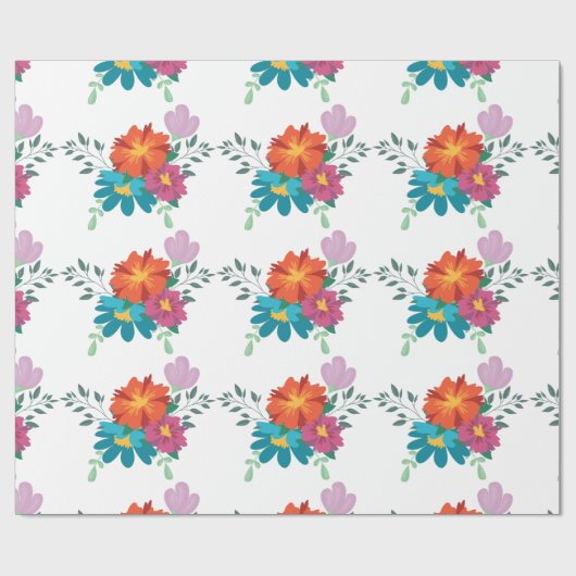 Elegante Rustieke Bloem Navy Bourgondië Marsala Ro Cadeaupapier (Vlak)