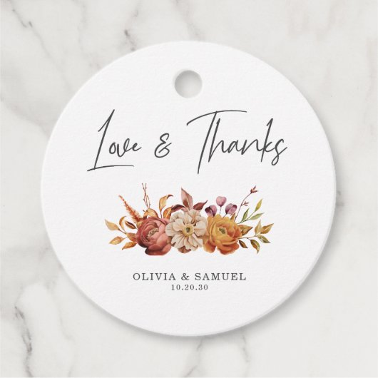 Elegante rustieke bloemblaadjes liefde Bedankt bru Bedankjes Labels (Voorkant)