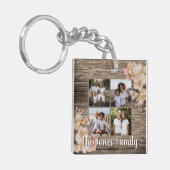 Elegante rustieke bloemen 4 foto sjabloon sleutelhanger (Voorkant Links)