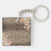 Elegante rustieke bloemen 4 foto sjabloon sleutelhanger (Achterkant)