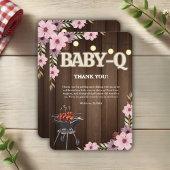 Elegante rustieke Bloemen Baby-Q Grill Baby shower Bedankkaart