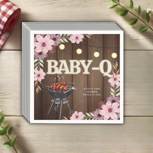 Elegante rustieke Bloemen Baby-Q Grill Baby shower Servet