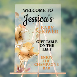 Elegante Rustieke Bloemen Baby Shower Acryl Bord