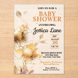 Elegante Rustieke Bloemen Baby Shower Acryl Uitnodigingen