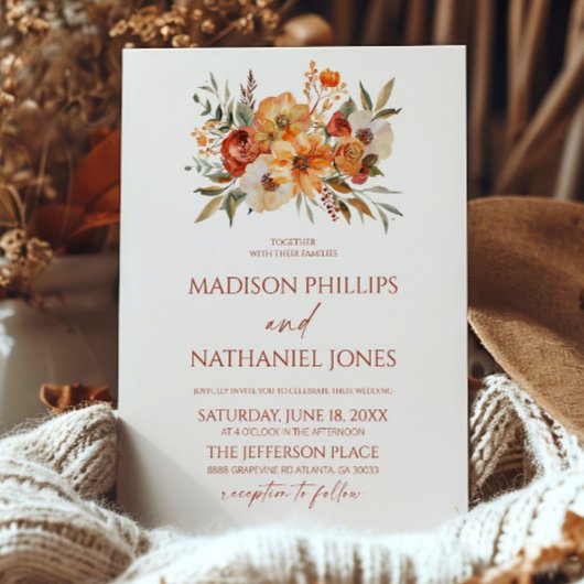 Elegante rustieke bloemen Herfst herfstbruiloft Kaart