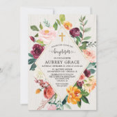 Elegante rustieke bloemen herfst waterverf doop kaart (Voorkant)